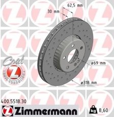 Купить 400.5518.30 Zimmermann Тормозные диски Mercedes 205 (1.6, 2.0, 2.1)