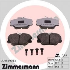 Купить 20941.990.1 Zimmermann Тормозные колодки  Mercedes 190 W201 (E 2.3-16, E 2.5-16) 