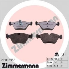 Купить 23183.995.1 Zimmermann Тормозные колодки  BMW X3 E83 (2.0, 2.5, 3.0) 