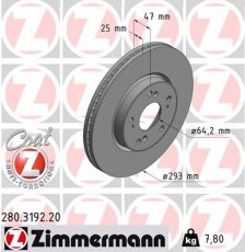 Гальмівний диск 280.3192.20 Zimmermann фото 1