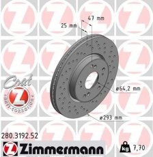 Купить 280.3192.52 Zimmermann Тормозные диски