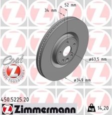 Купити 450.5225.20 Zimmermann Гальмівні диски Рендж Ровер (2.0, 2.0 D, 2.2 D)