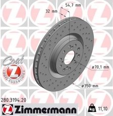 Купити 280.3194.20 Zimmermann Гальмівні диски Цівік 2.0 i-VTEC Type R