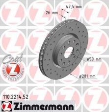 Купить 110.2214.52 Zimmermann Тормозные диски Alfa Romeo 166 (2.0 T.Spark, 2.4 JTD)