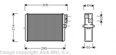 Купить VOA6110 AVA QUALITY COOLING Радиатор печки Вольво С60 1 (2.0, 2.3, 2.4, 2.5)