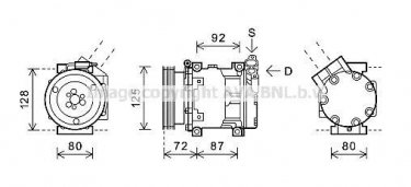 Купити RTAK479 AVA QUALITY COOLING Компресор кондиціонера Symbol (1, 2) с шкивом