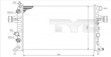 Купити 725-0006 TYC Радіатор охолодження двигуна Зафіра А (1.6 16V, 1.8 16V, 2.2 16V)
