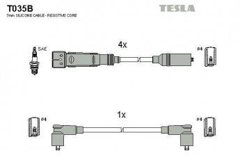 Купить T035B TESLA Провода зажигания Passat (B2, B3, B4) (1.6, 1.8)
