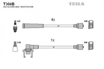 Купить T304B TESLA Провода зажигания Рено 19 (1, 2) (1.2, 1.4)