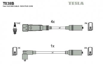 Купити T038B TESLA Провід запалювання Audi 80 (1.3, 1.4, 1.6, 1.8, 2.0)