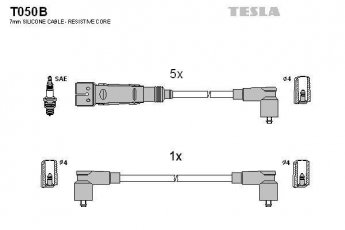 Купить T050B TESLA Провода зажигания Ауди 90 (2.0, 2.2, 2.3)