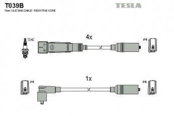 Купить T039B TESLA Провода зажигания Ауди 100 (2.0 E, 2.0 E quattro)