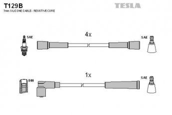 Купить T129B TESLA Провода зажигания Фиат Уно (1.0, 1.1)