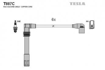 Купить T887C TESLA Провода зажигания Ауди А6 (С4, С5) (2.4, 2.7, 2.8)