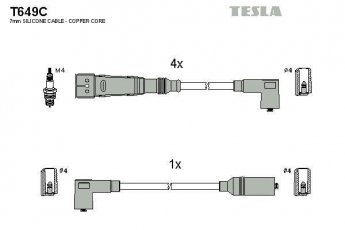 Купить T649C TESLA Провода зажигания Jetta 2 (1.3, 1.3 KAT)