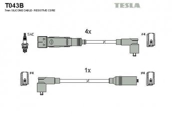 Купить T043B TESLA Провода зажигания Polo (1.0, 1.3)