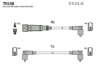 Купить T053B TESLA Провода зажигания Polo 50 1.0