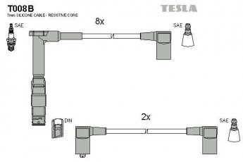 Купить T008B TESLA Провода зажигания Мерседес 124 (E 420, E 500, E 60 AMG)