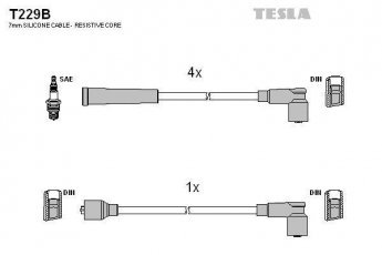 Купить T229B TESLA Провода зажигания Аккорд (1.6, 1.8, 2.0)