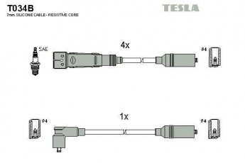 Купить T034B TESLA Провода зажигания Audi 100 (2.0, 2.0 E)