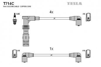 Купить T714C TESLA Провода зажигания Passat (B3, B4) (1.8 16V, 2.0 16V)