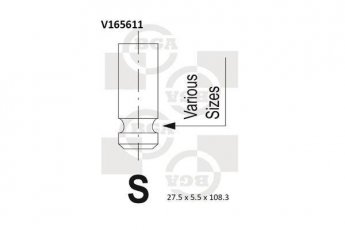 Купити V165611 BGA Випускний клапан Corolla (1.6, 1.8 VVTi)