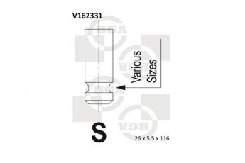 Купити V162331 BGA Випускний клапан HR-V (1.6 16V, 1.6 16V 4WD)