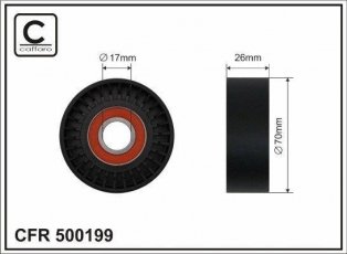 Купить 500199 CAFFARO Ролик приводного ремня Толедо (1.4 16V, 1.6 16V), D-наружный: 70 мм, ширина 26 мм
