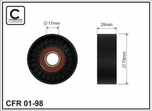 Ролик приводного ременя 01-98 CAFFARO – D-зовнішній: 70 мм, ширина 26,1 мм фото 1