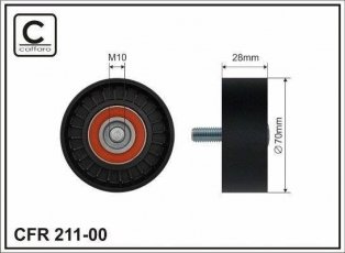 Купить 211-00 CAFFARO Ролик приводного ремня Соната 2.0 CRDi, D-наружный: 70 мм, ширина 28 мм