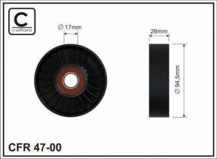 Купити 47-00 CAFFARO Ролик приводного ременя М Клас (3.2, 3.7, 4.3, 5.0, 5.4), D-зовнішній: 95 мм, ширина 26 мм