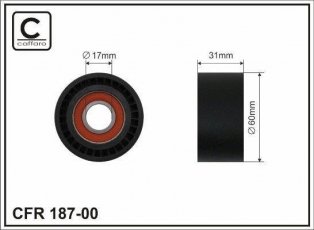Купити 187-00 CAFFARO Ролик приводного ременя Vivaro (2.5 CDTI, 2.5 DTi), D-зовнішній: 60 мм, ширина 31 мм