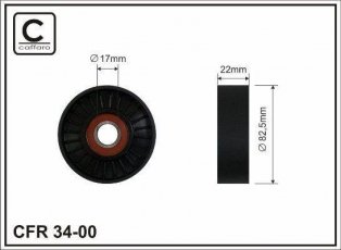 Купить 34-00 CAFFARO Ролик приводного ремня Альфа Ромео, D-наружный: 82,5 мм, ширина 22 мм