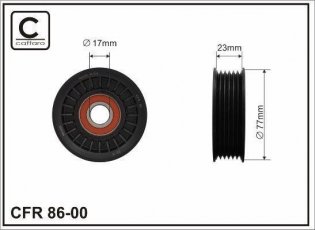 Купити 86-00 CAFFARO Ролик приводного ременя Omega (2.5, 2.6, 3.0, 3.2), D-зовнішній: 77 мм, ширина 23 мм