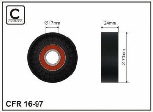 Купить 16-97 CAFFARO Ролик приводного ремня Кадди (1.6, 1.6 BiFuel), D-наружный: 70 мм, ширина 24,5 мм