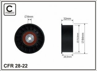 Купити 28-22 CAFFARO Ролик приводного ременя Master (2.2, 2.5), D-зовнішній: 75,5 мм, ширина 30 мм