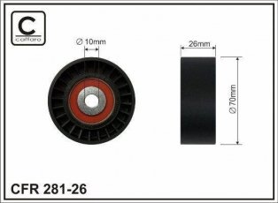 Купить 281-26 CAFFARO Ролик приводного ремня Мондео 2.2 TDCi, D-наружный: 70 мм, ширина 26 мм