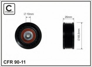 Купити 90-11 CAFFARO Ролик приводного ременя Master (2.5 D, 2.8 dTI), D-зовнішній: 65,5 мм, ширина 19,5 мм