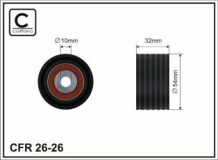 Купити 26-26 CAFFARO Ролик приводного ременя Clio (1.4, 1.6, 2.0), D-зовнішній: 54 мм, ширина 32 мм