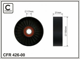 Купити 426-00 CAFFARO Ролик приводного ременя, D-зовнішній: 100 мм, ширина 31 мм