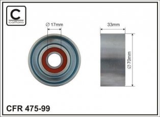 Купить 475-99 CAFFARO Ролик приводного ремня Nissan, D-наружный: 70 мм, ширина 33 мм