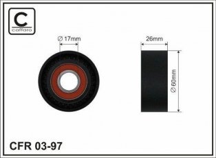 Купити 03-97 CAFFARO Ролик приводного ременя Carisma 1.9 TD, D-зовнішній: 60 мм, ширина 25,9 мм