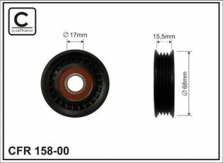 Купить 158-00 CAFFARO Ролик приводного ремня Импреза (1.5, 1.6, 1.8, 2.0, 2.5), D-наружный: 68 мм, ширина 15,5 мм