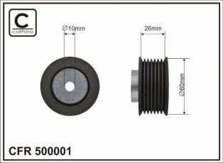 Ролик приводного ремня 500001 CAFFARO – D-наружный: 60 мм, ширина 26 мм фото 1