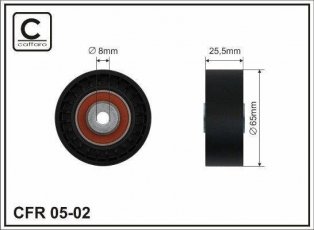 Купить 05-02 CAFFARO Ролик приводного ремня Ибица (1.9 SDI, 1.9 TDI), D-наружный: 65 мм, ширина 25,5 мм