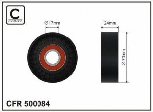 Купить 500084 CAFFARO Ролик приводного ремня Амарок 2.0 TSI, D-наружный: 70 мм, ширина 24,5 мм