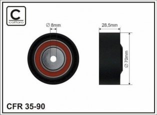 Купить 35-90 CAFFARO Ролик приводного ремня, D-наружный: 70 мм, ширина 28,6 мм