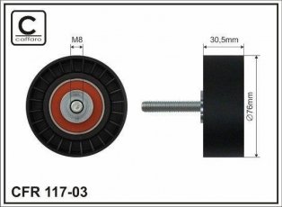Купить 117-03 CAFFARO Ролик приводного ремня, D-наружный: 76 мм, ширина 31 мм