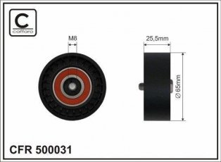 Ролик приводного ременя 500031 CAFFARO – D-зовнішній: 65 мм, ширина 25,5 мм фото 1