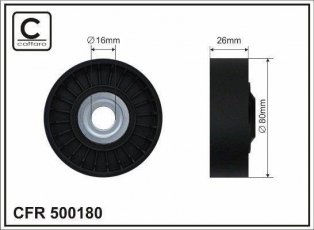 Ролик приводного ременя 500180 CAFFARO – D-зовнішній: 80 мм, ширина 26 мм фото 1